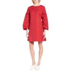 Halogen Red Parachute Ruffle Sleeve Shift Dress